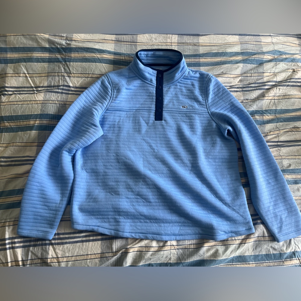 NWT blue Vineyard Vines quilt quarter zip L